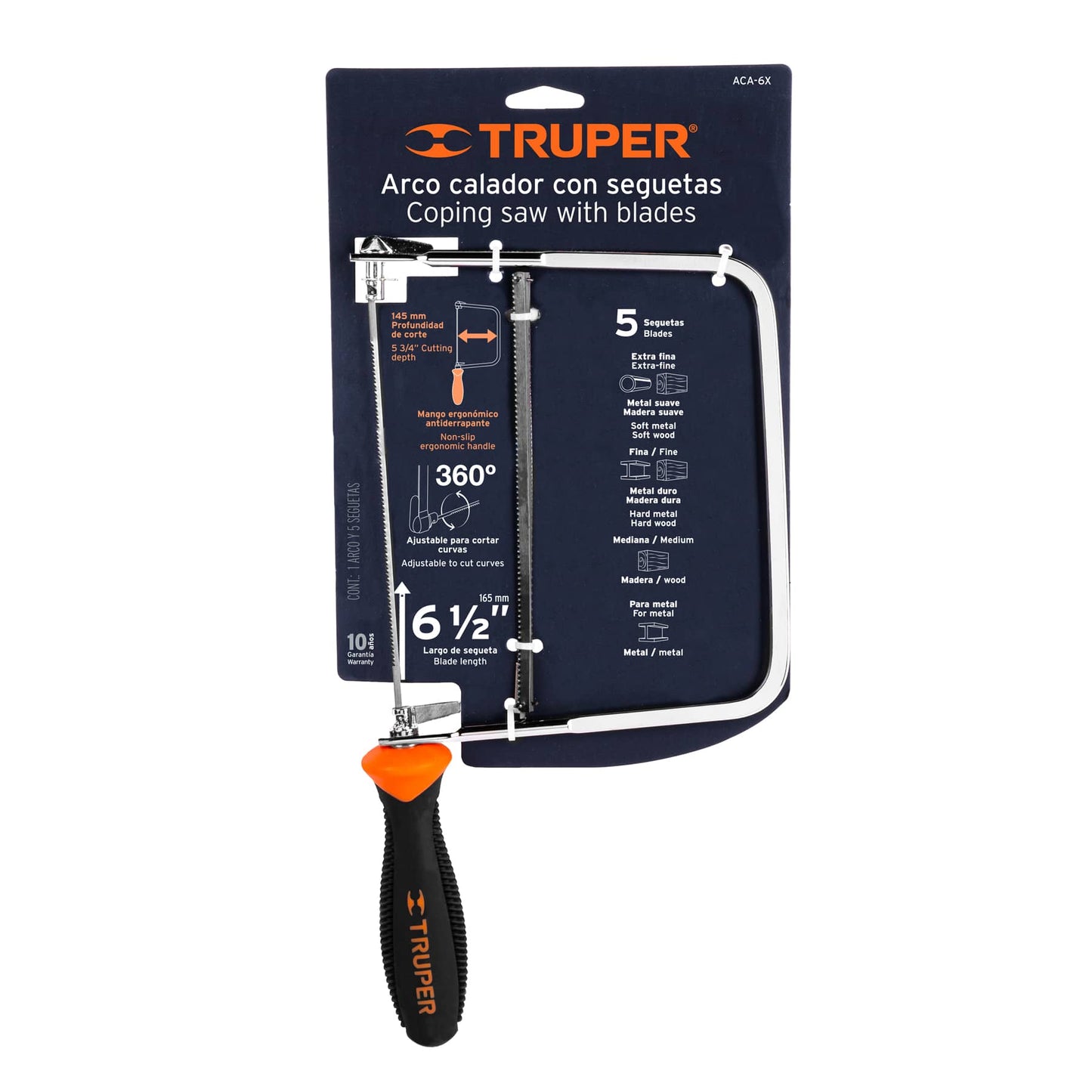 Arco calador con 5 seguetas de 6-1/2", Truper 10221