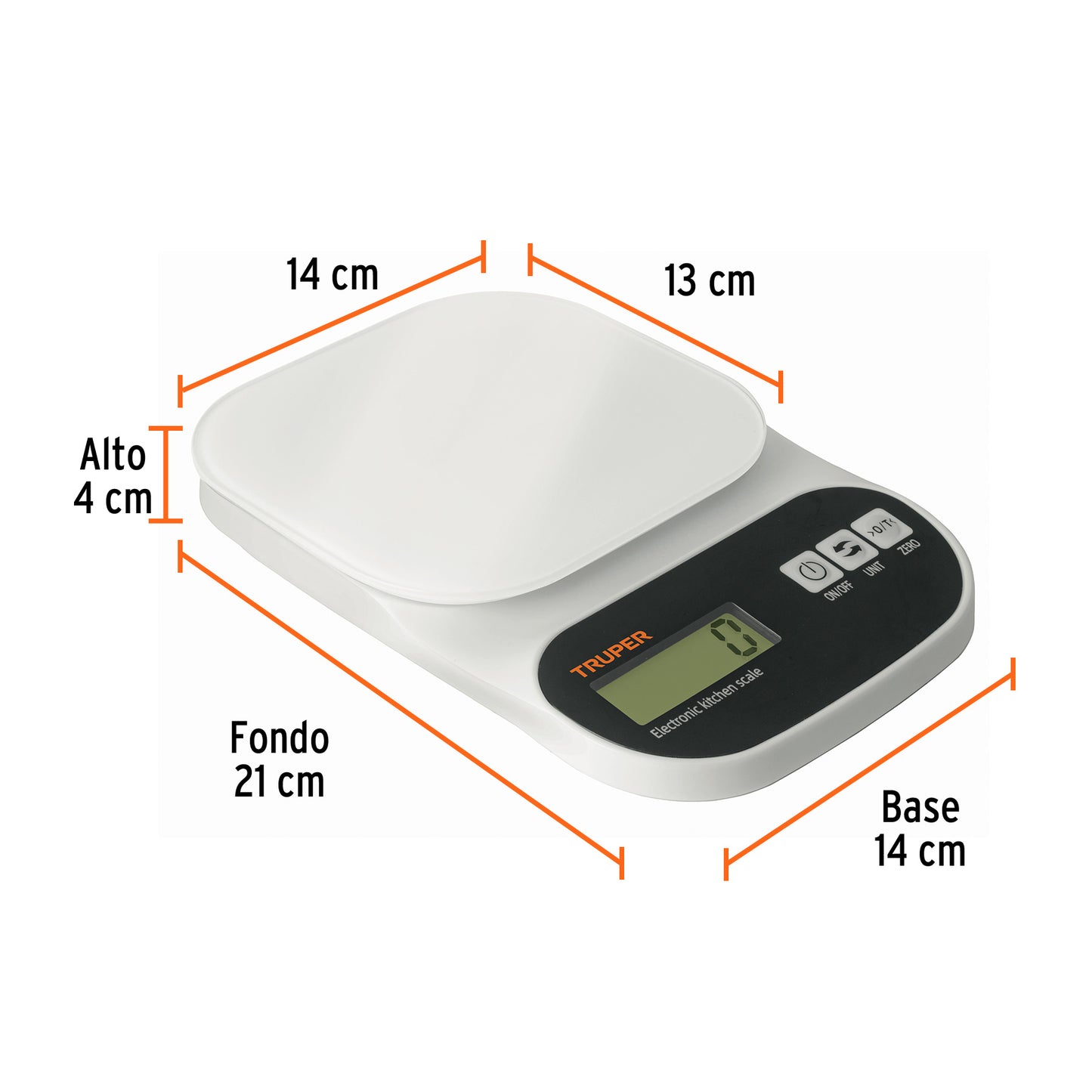 Báscula digital para cocina, plato de vidrio, 5 kg, Truper 15160