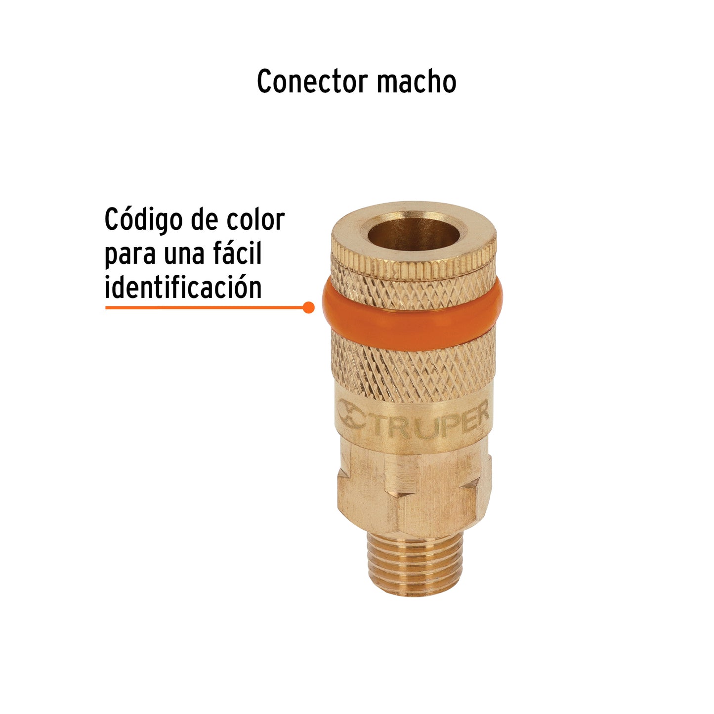 Cople rápido de latón, macho, cuerda 1/4" NPT, TRUPER 19085