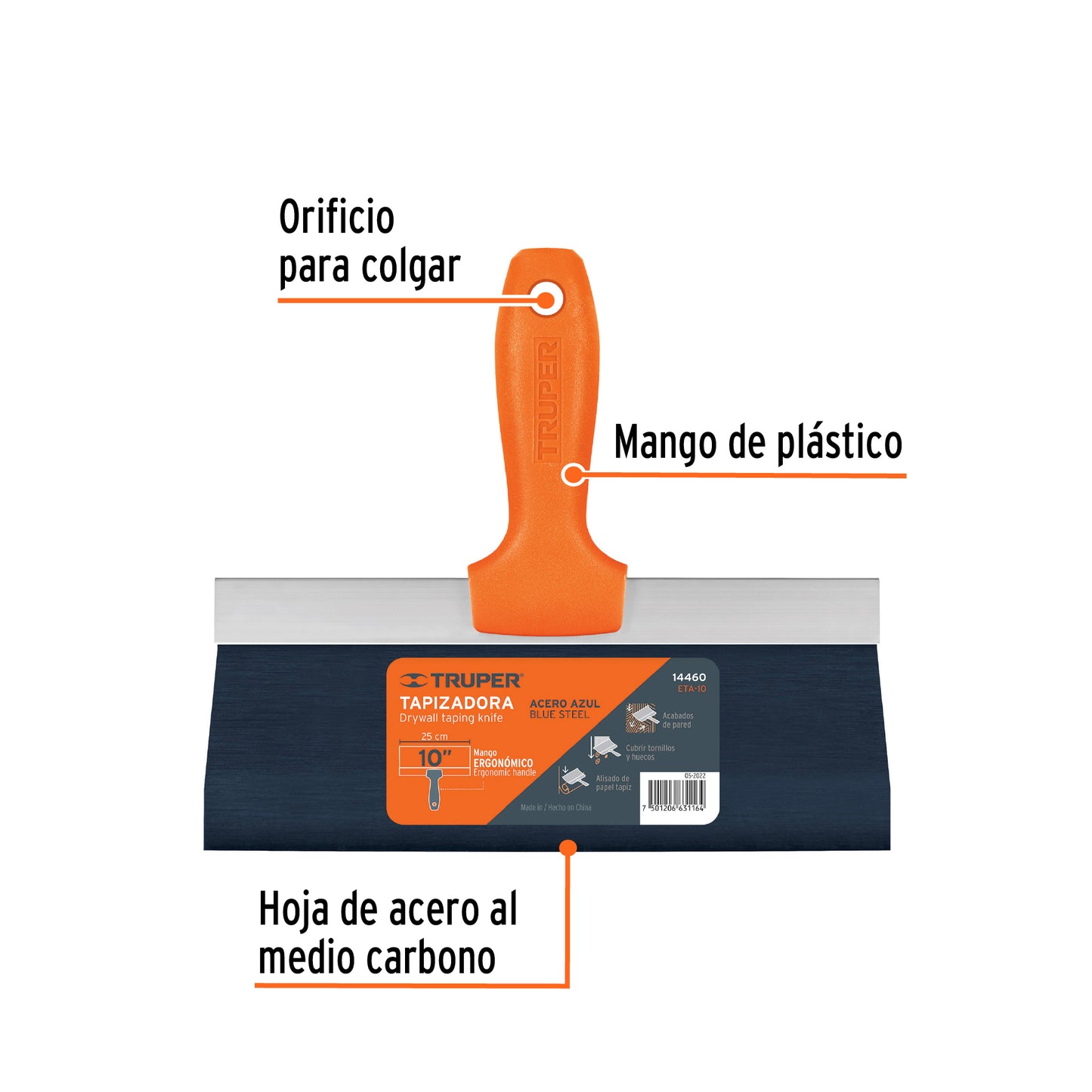 Espátula tapizadora de 12" acero al medio carbono, Truper