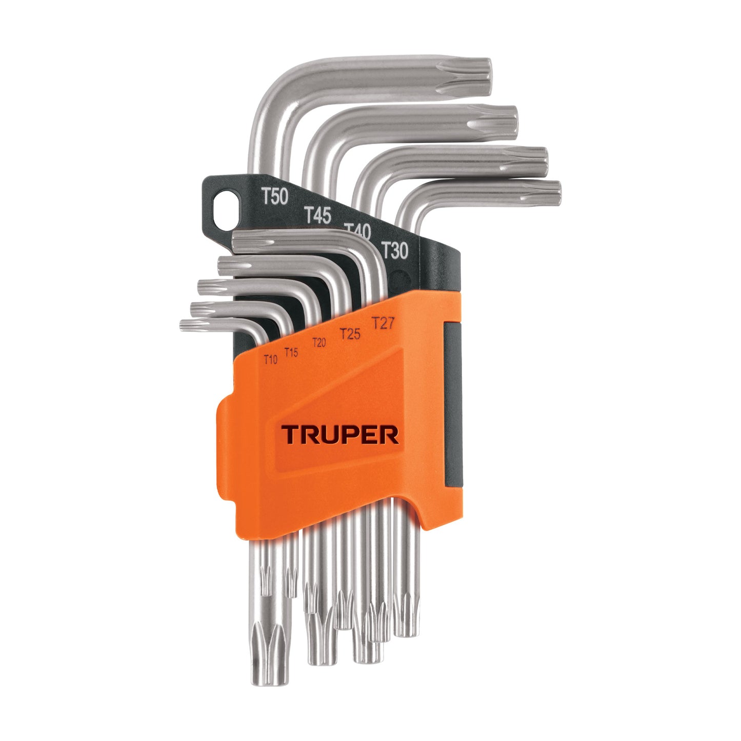 Juego de 9 llaves torx con organizador abatible, Truper 15554