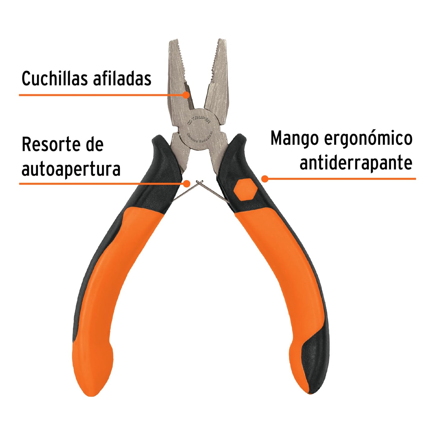 Mini pinza para electricista 5" mango Comfort Grip, Truper 17371