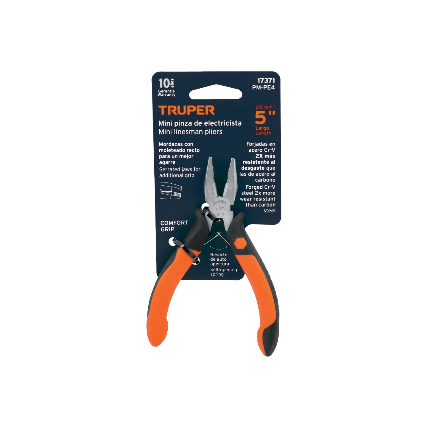 Mini pinza para electricista 5" mango Comfort Grip, Truper 17371