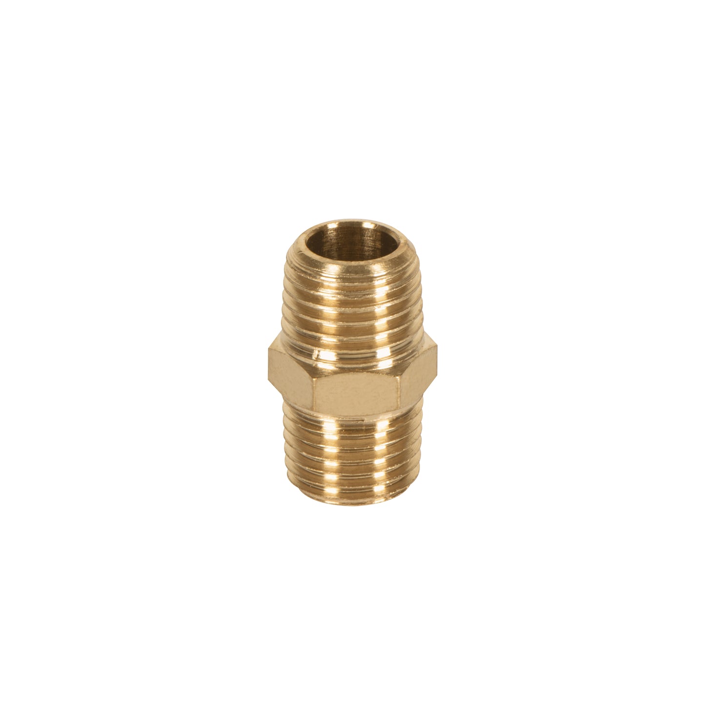 Niple de latón, macho-macho, cuerda 1/4" NPT, TRUPER 19024