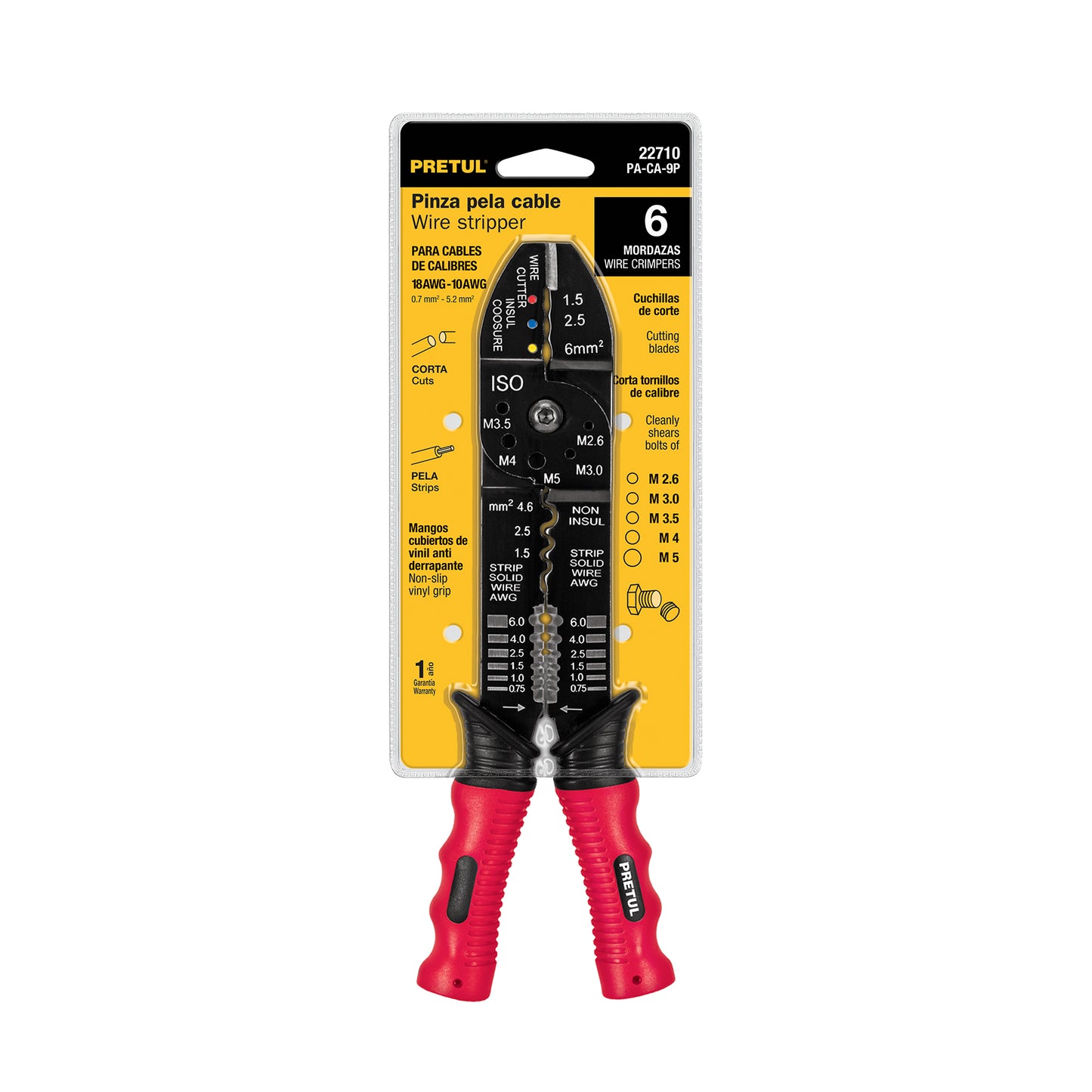 Pinza 9" pela cables, 18 a 10 AWG, PRETUL 22710