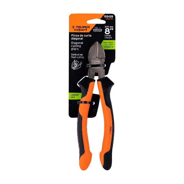 Pinza punta y corte 8" mango Comfort Grip, Truper Expert 102428