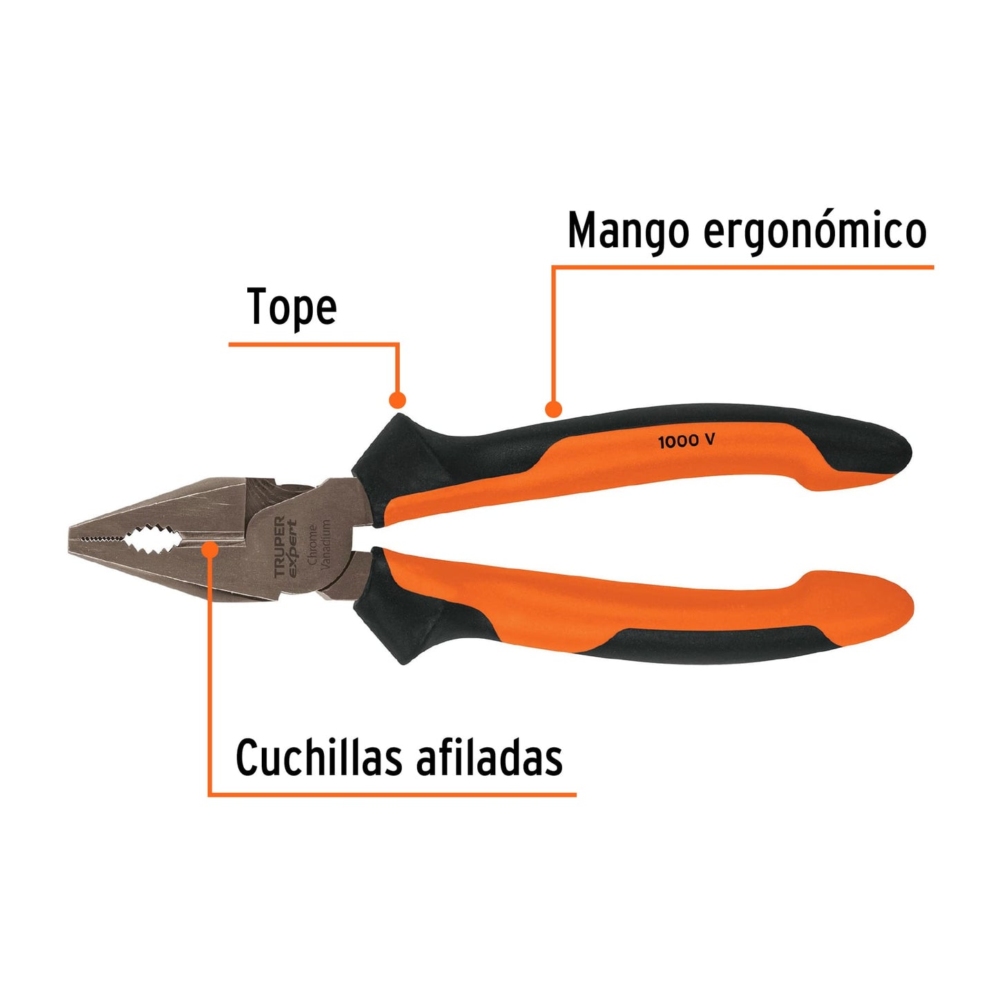 Pinza para electricista 8 alta palanca,Comfort Grip,Expert 17330