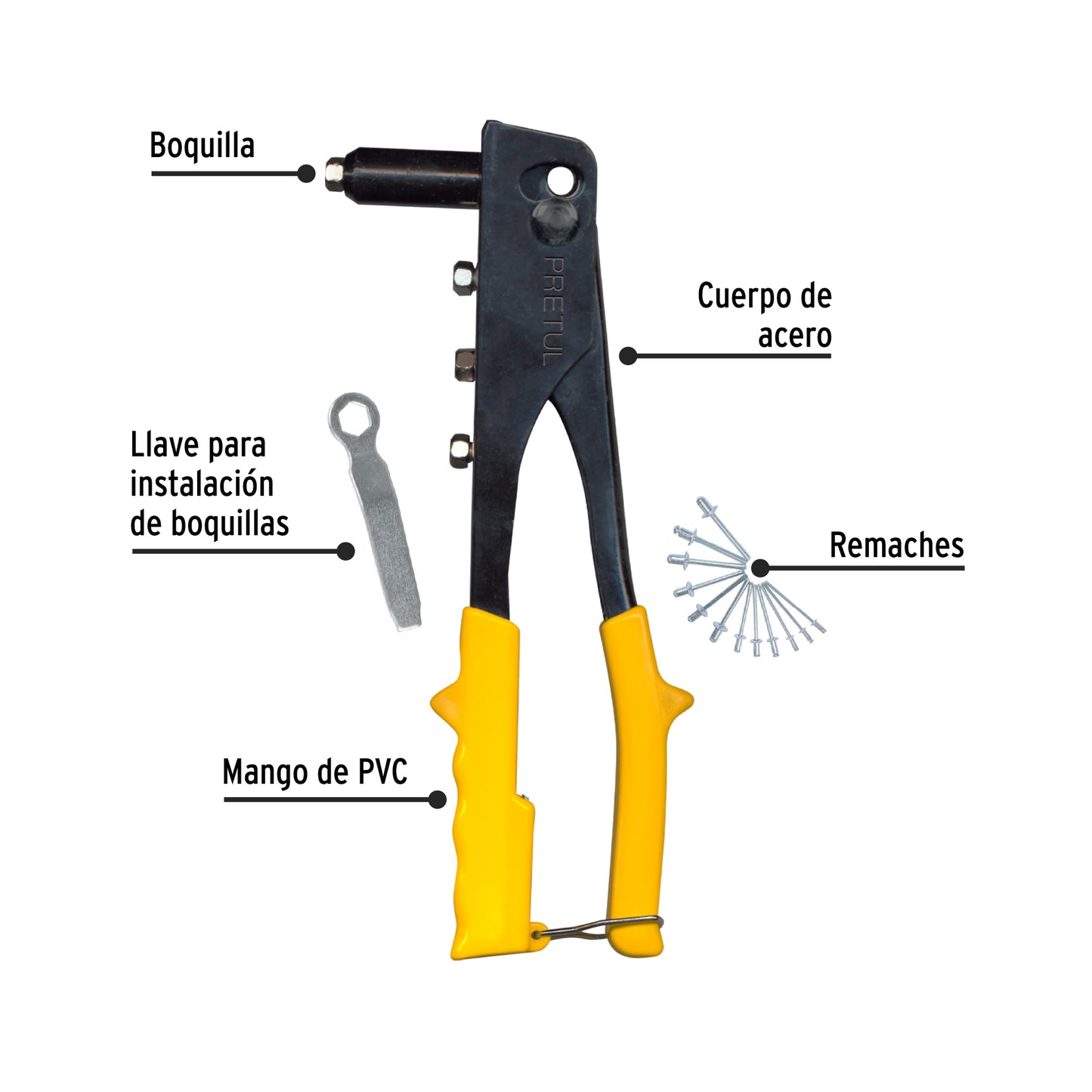 Remachadora 10" con remaches, Pretul 22851