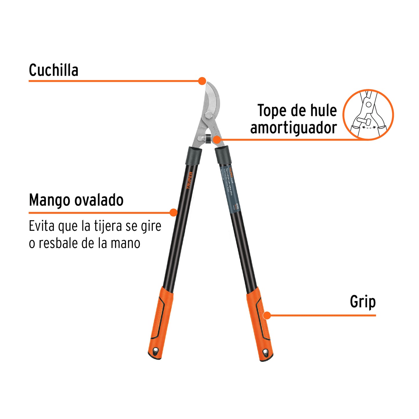 Tijera para ramas 70 cm, Classic, mgos tubulares, TRUPER 18399