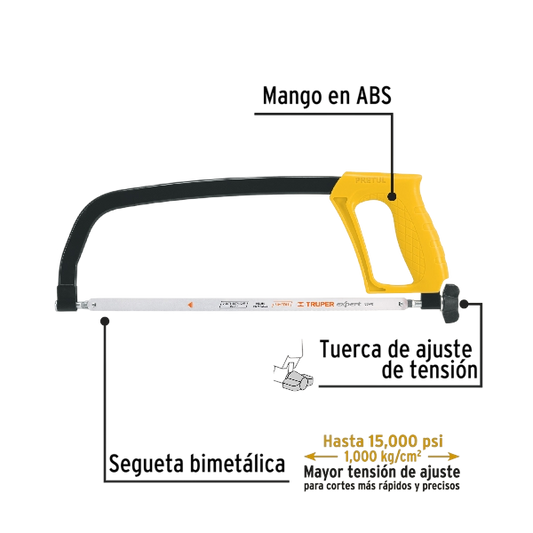 Arco 12" de solera para segueta, Pretul 20017