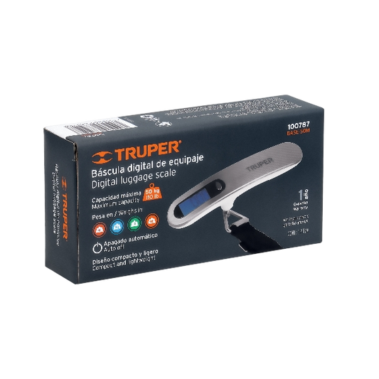 Báscula electrónica para equipaje, de pilas, 50 kg, Truper 100787