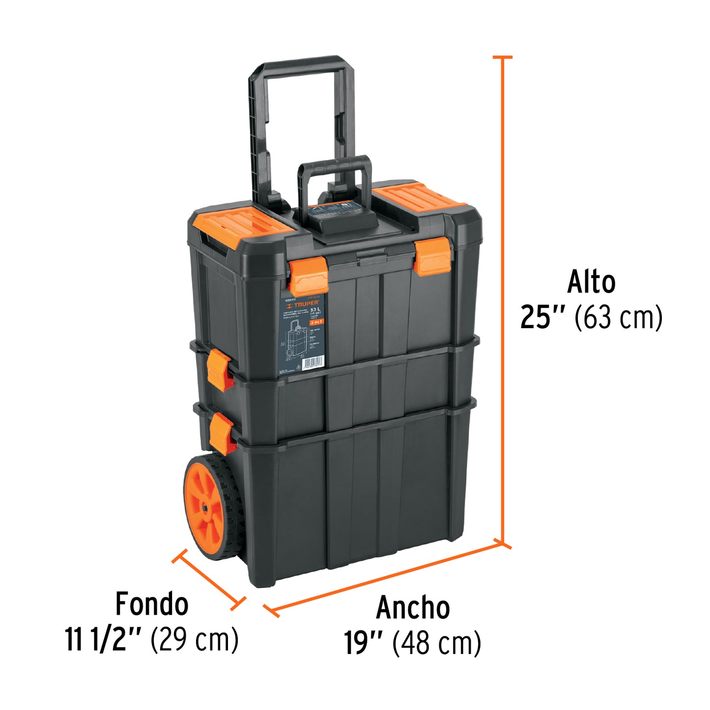 Caja para herramientas 19"x25" 3 en 1 desmontable con ruedas 102644