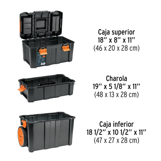 Caja para herramientas 19"x25" 3 en 1 desmontable con ruedas 102644