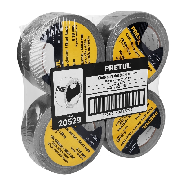 Cinta de 30 m para ducto, espesor 0.16 mm, Pretul 20529