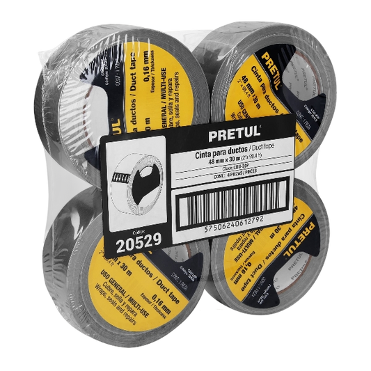 Cinta de 30 m para ducto, espesor 0.16 mm, Pretul 20529