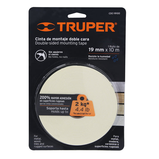 Cinta doble cara de 19 mm x 10 m, Truper 11726