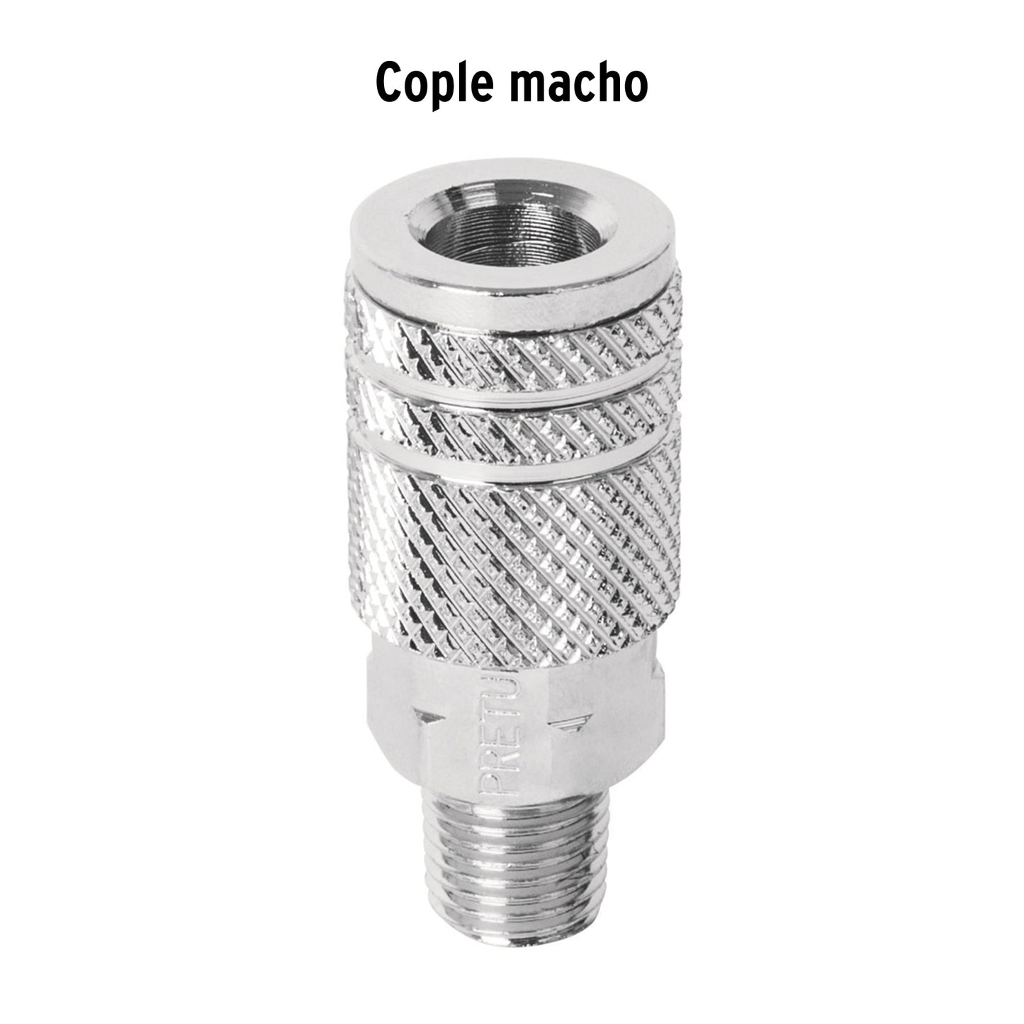 Cople rápido de acero, macho, cuerda 1/4" NPT, PRETUL 27029