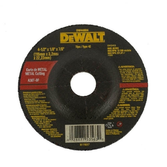 DISCO PARA CORTE 4.1/2 x 1/8x 7/8 PULG DEWALT DW44604