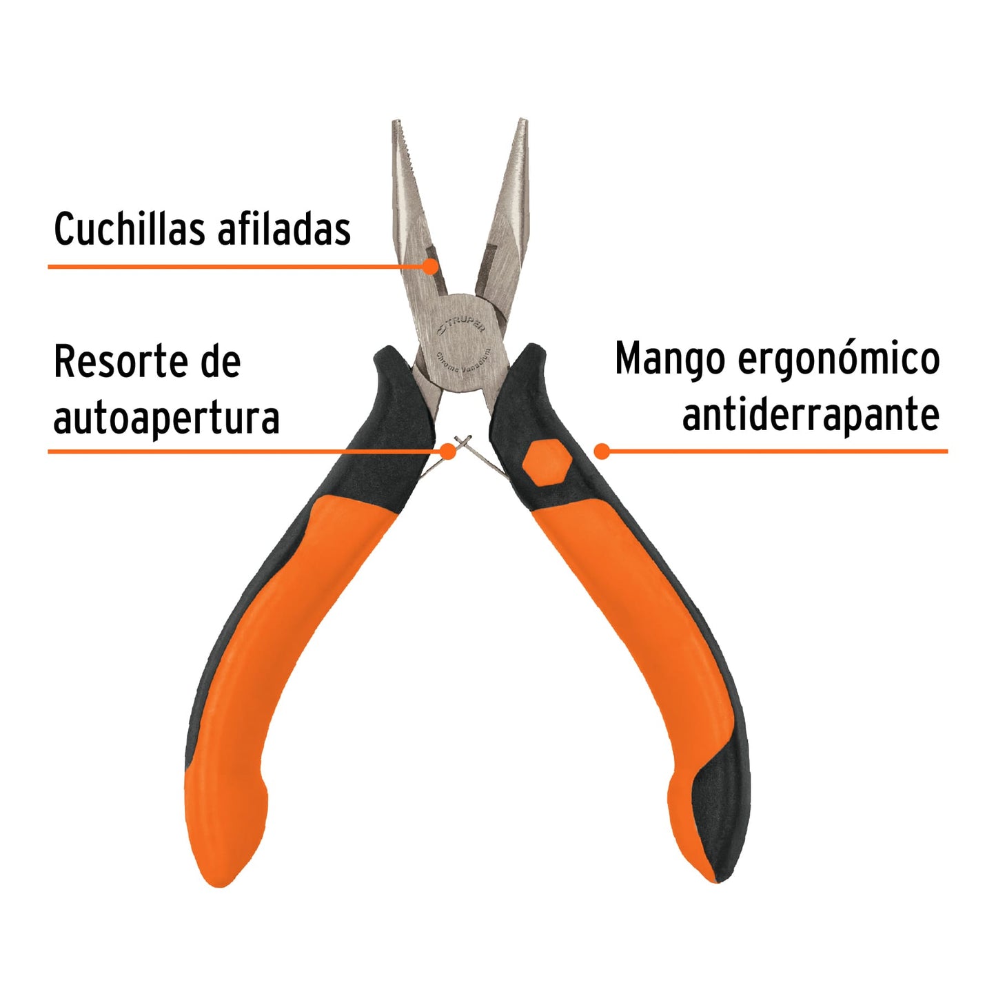 Mini pinza de punta y corte 5" mango Comfort Grip, Truper 17366
