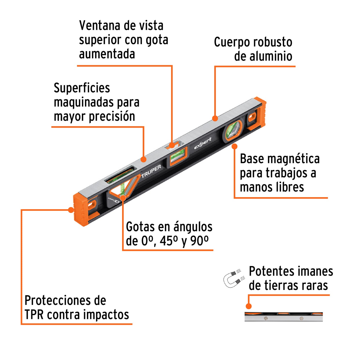 Nivel profesional magnético de 18 cprotección TPR, Expert 14625