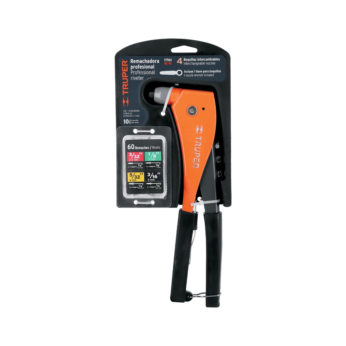 Remachadora profesional 10" con remaches, Truper 17961