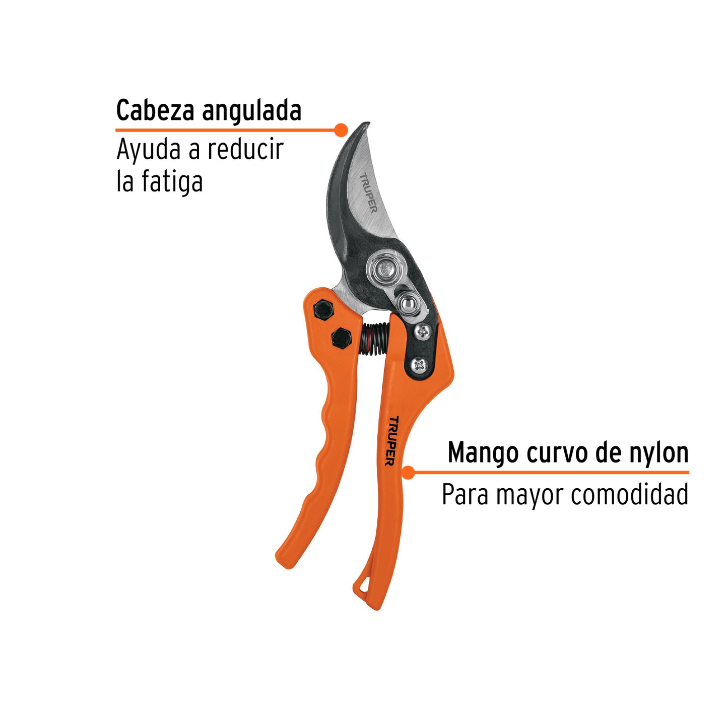 Tijera para poda 8" de nylon con cuchillas acero SK5, Truper 18463
