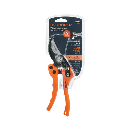 Tijera para poda 8" de nylon con cuchillas acero SK5, Truper 18463